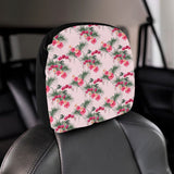 Red Pink Orchid Hibiscus Pattern Car Headrest Cover