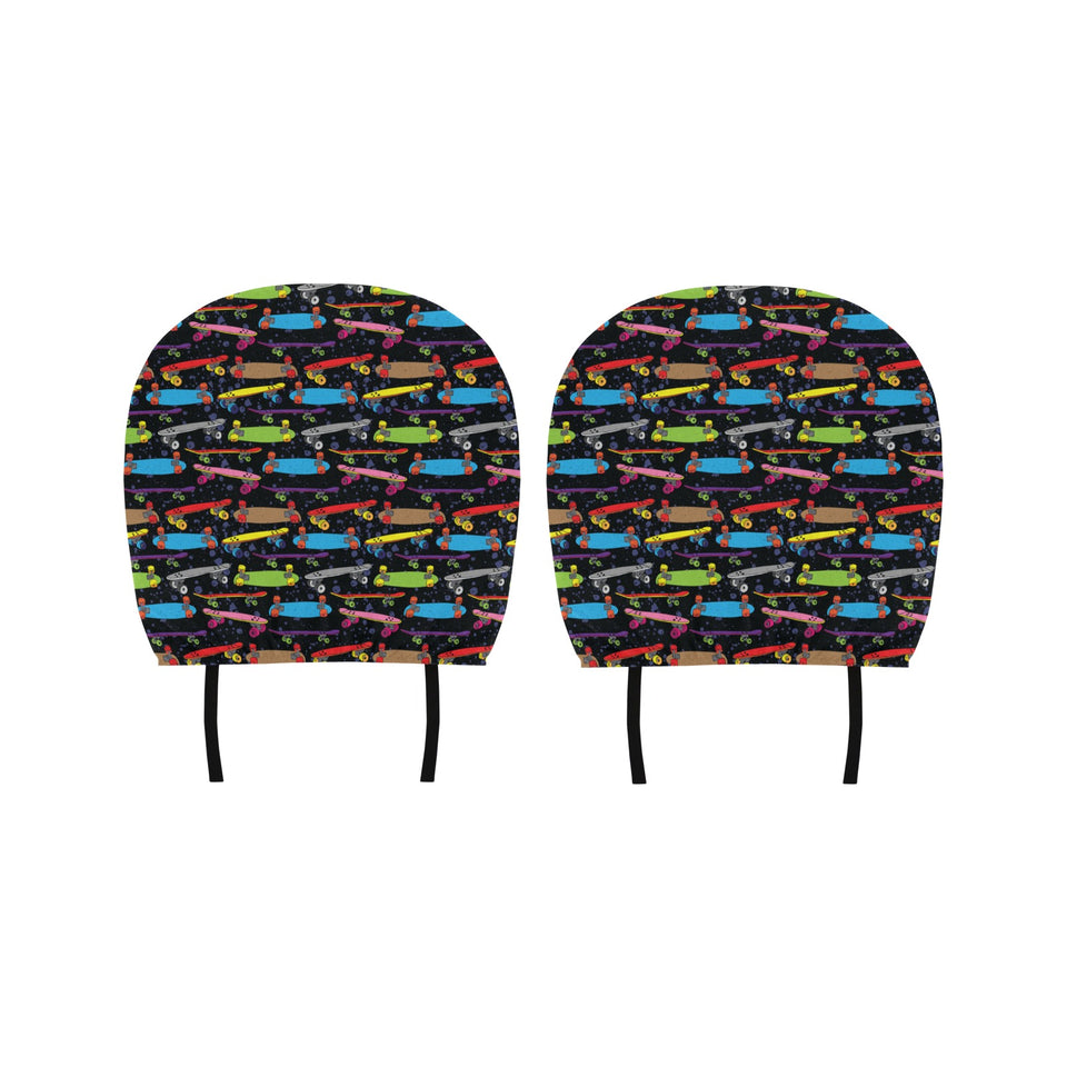 Skate Board Pattern Print Design 03 Car Headrest Cover