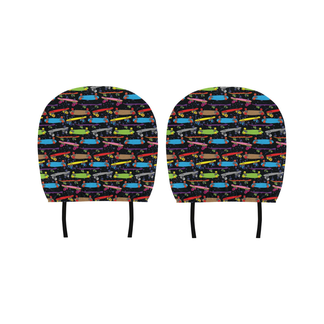 Skate Board Pattern Print Design 03 Car Headrest Cover