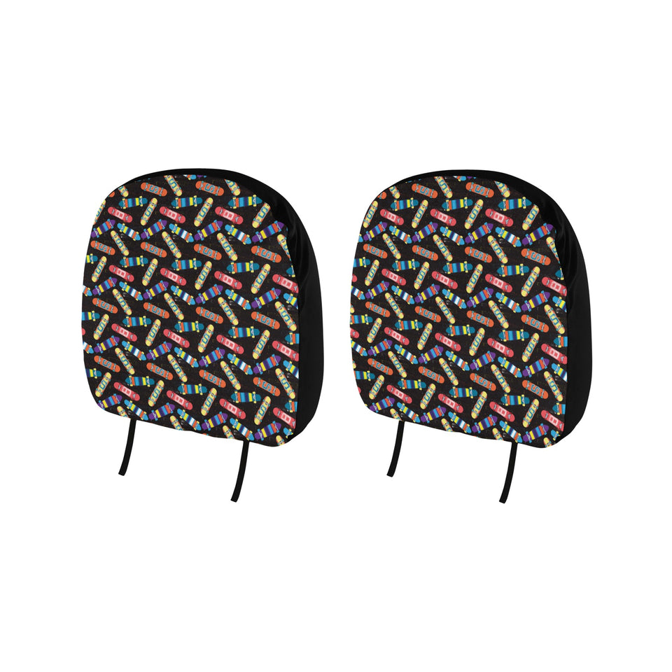 Skate Board Pattern Print Design 02 Car Headrest Cover