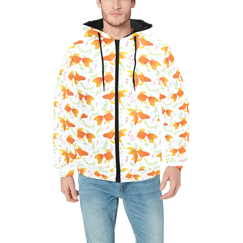 Goldfish Pattern Print Design 03 Men's Padded Hooded Jacket(ModelH42)