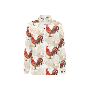 Rooster Chicken Pattern Women's Long Sleeve Polo Shirt