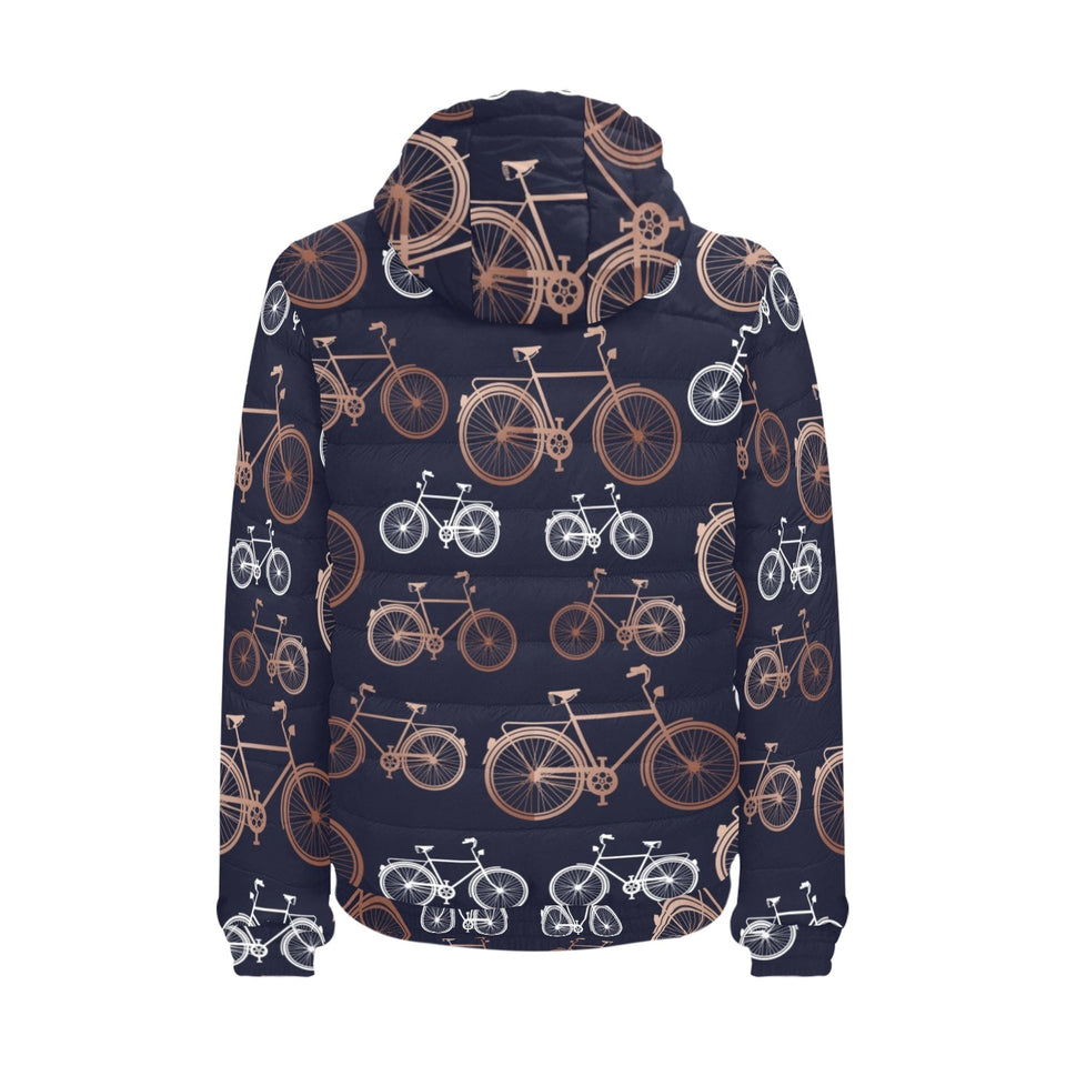 Bicycle Pattern Print Design 01 Men's Padded Hooded Jacket(ModelH42)