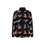 Eagle Pattern Print Design 04 Women's Long Sleeve Polo Shirt