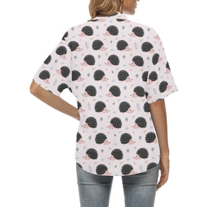 Hedgehog Pattern Print Design 04 Women's All Over Print Hawaiian Shirt