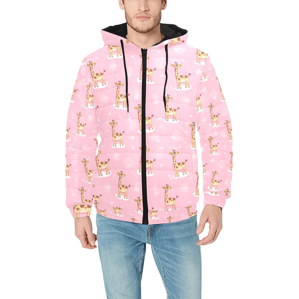 Giraffe Pattern Print Design 01 Men's Padded Hooded Jacket(ModelH42)