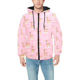 Giraffe Pattern Print Design 01 Men's Padded Hooded Jacket(ModelH42)