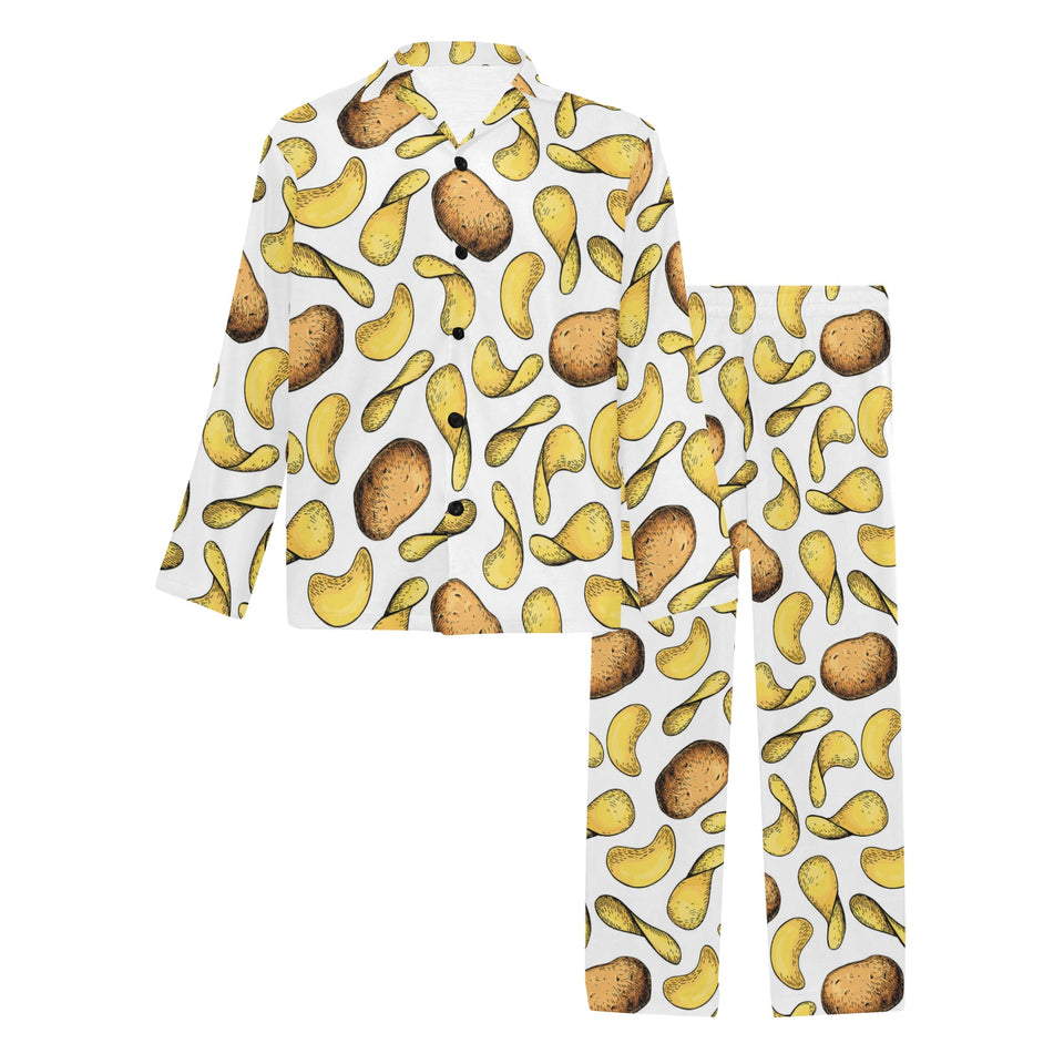 Potato Chips Pattern Print Design 01 Men's Long Pajama Set