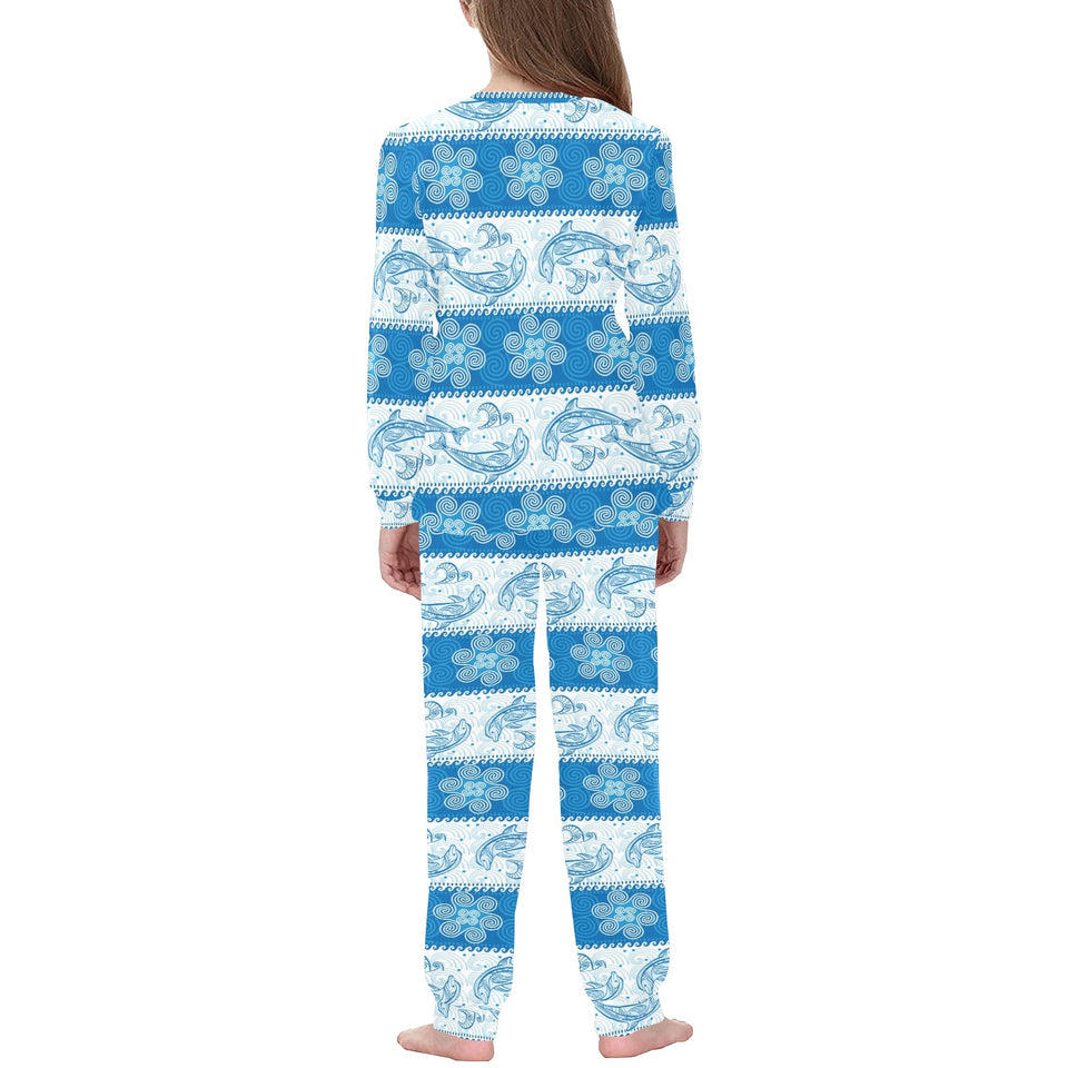 Dolphin Tribal Pattern Kids' Boys' Girls' All Over Print Pajama Set