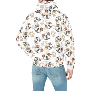 English Bulldog Pattern Print Design 01 Men's Padded Hooded Jacket(ModelH42)