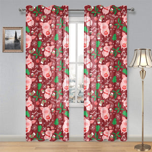 Pig Pattern Print Design 01 Gauze Curtain