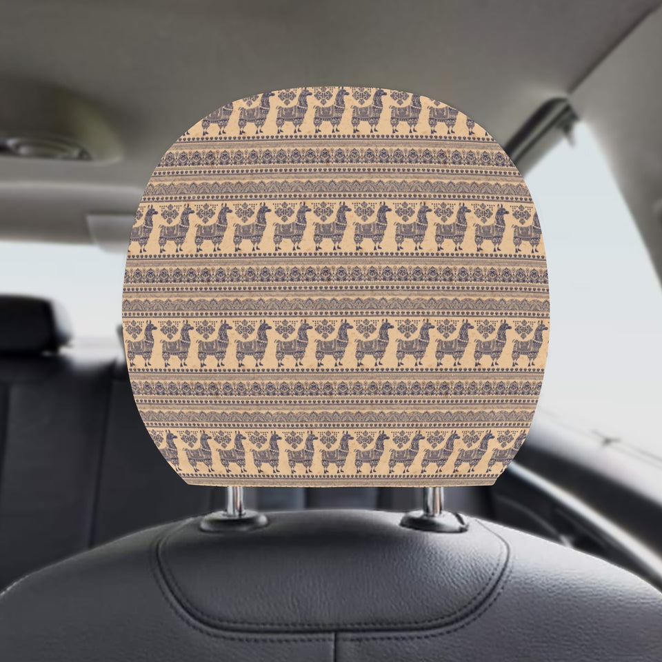 Llama Pattern Ethnic Motifs Car Headrest Cover