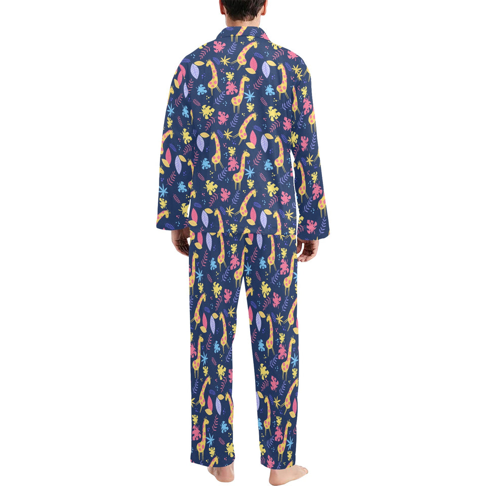 Giraffe Pattern Print Design 04 Men's Long Pajama Set