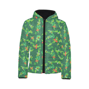 Green Peas Pattern Print Design 05 Kids' Boys' Girls' Padded Hooded Jacket