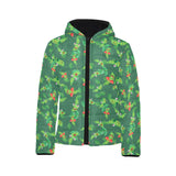 Green Peas Pattern Print Design 05 Kids' Boys' Girls' Padded Hooded Jacket