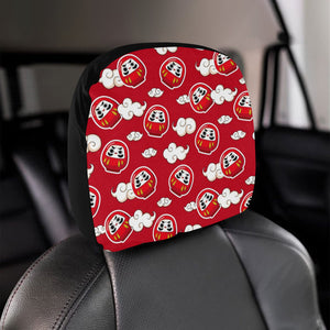 Red Daruma Cloud Pattern Car Headrest Cover