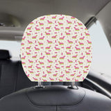 Pink Dachshund Pattern Car Headrest Cover