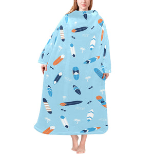 Surfboard Pattern Print Design 05 Blanket Robe with Sleeves