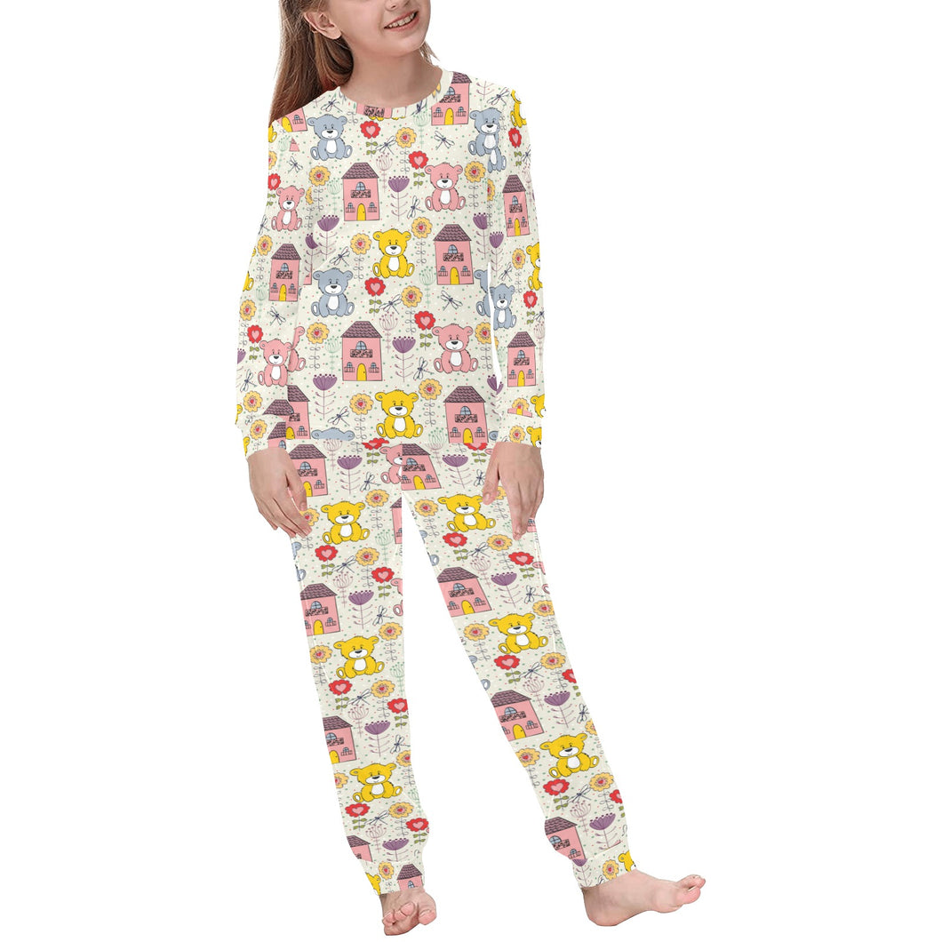 Teddy Bear Pattern Print Design 04 Kids' Boys' Girls' All Over Print Pajama Set