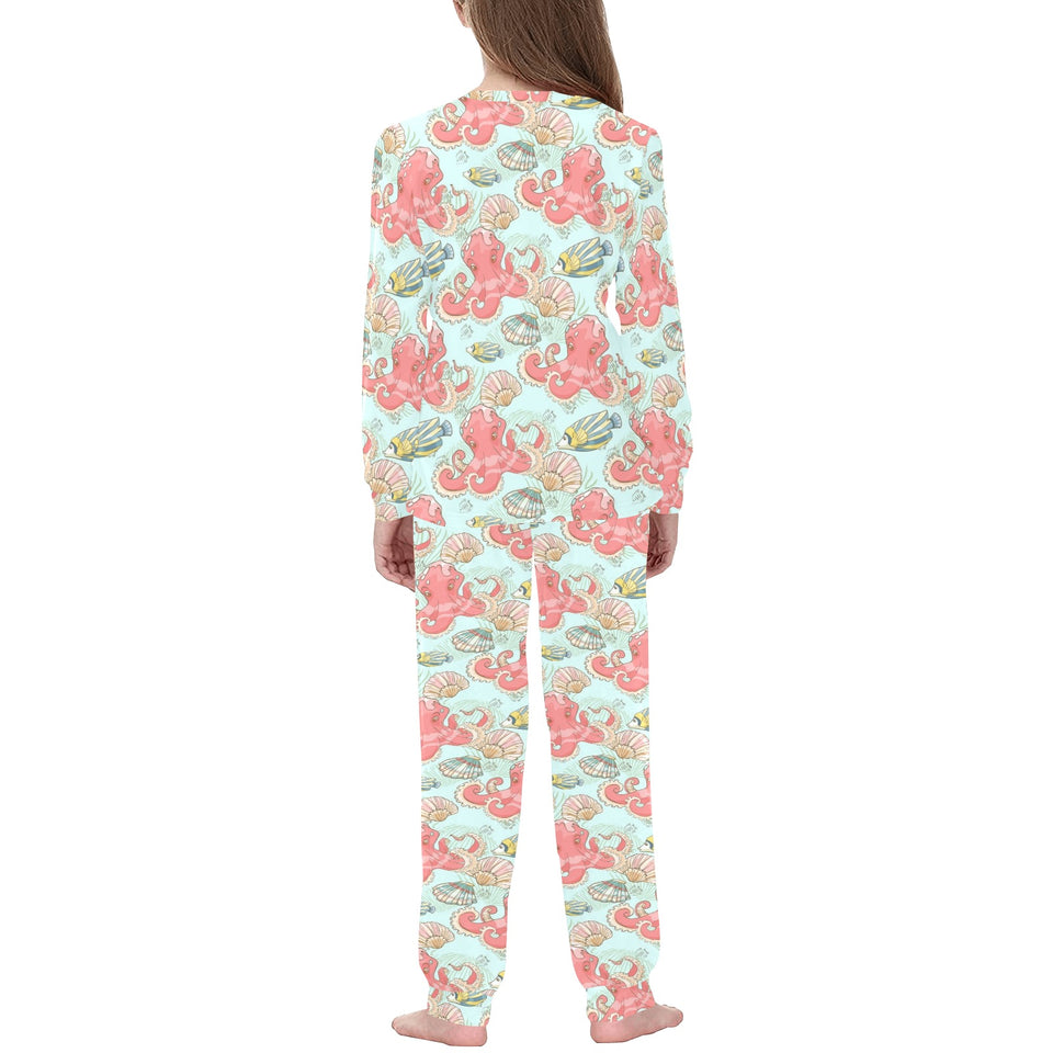 Octopus Fish Shell Pattern Kids' Boys' Girls' All Over Print Pajama Set