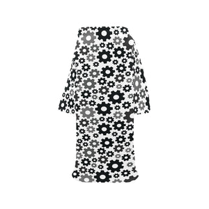 Gear Pattern Print Design 01 Blanket Robe with Sleeves