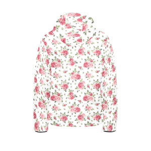 Rose Pattern Print Design 02 Kids' Boys' Girls' Padded Hooded Jacket