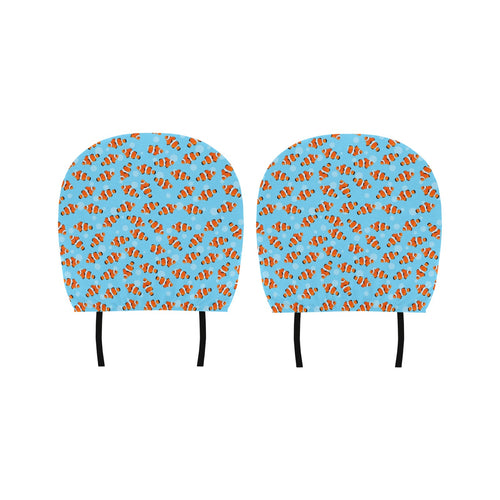 Clown Fish Pattern Print Design 05 Car Headrest Cover