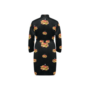 Sandwich Pattern Print Design 03 Men's Long Sleeve Belted Night Robe