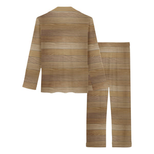 Wood Printed Pattern Print Design 02 Women's Long Pajama Set