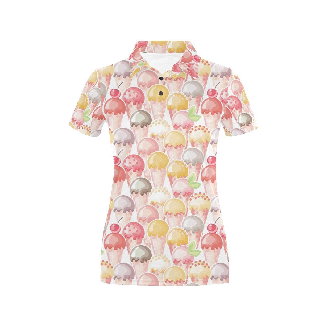 Ice Cream Cone Pattern Women's All Over Print Polo Shirt