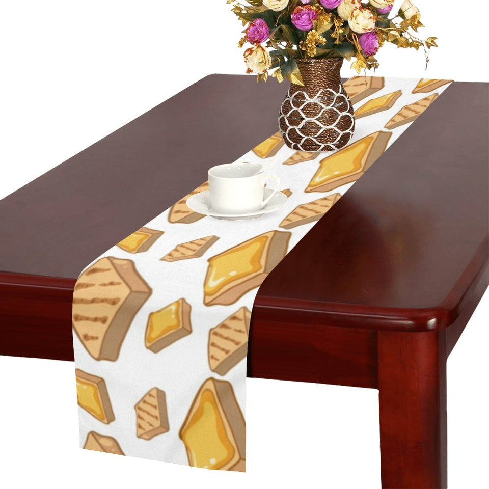 Bread Toast Pattern Print Design 03 Table Runner