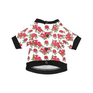 Rose Pattern Print Design 05 All Over Print Pet Dog Round Neck Fuzzy Shirt