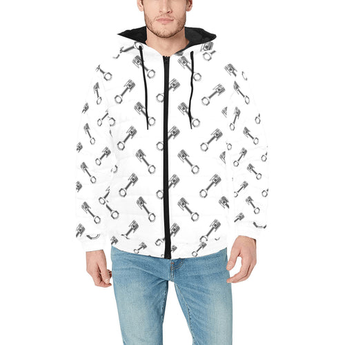 Engine Piston Pattern Print Design 02 Men's Padded Hooded Jacket(ModelH42)