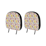 Teddy Bear Pattern Print Design 04 Car Headrest Cover