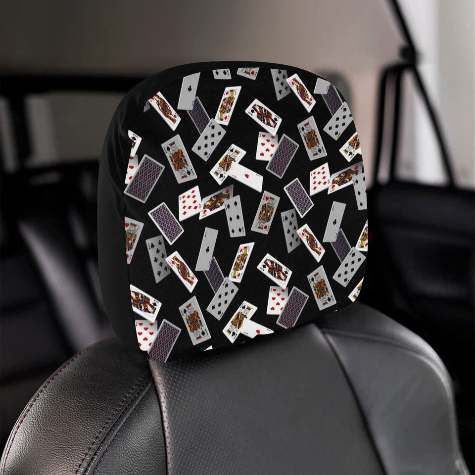 Casino Cards Suits Pattern Print Design 05 Car Headrest Cover