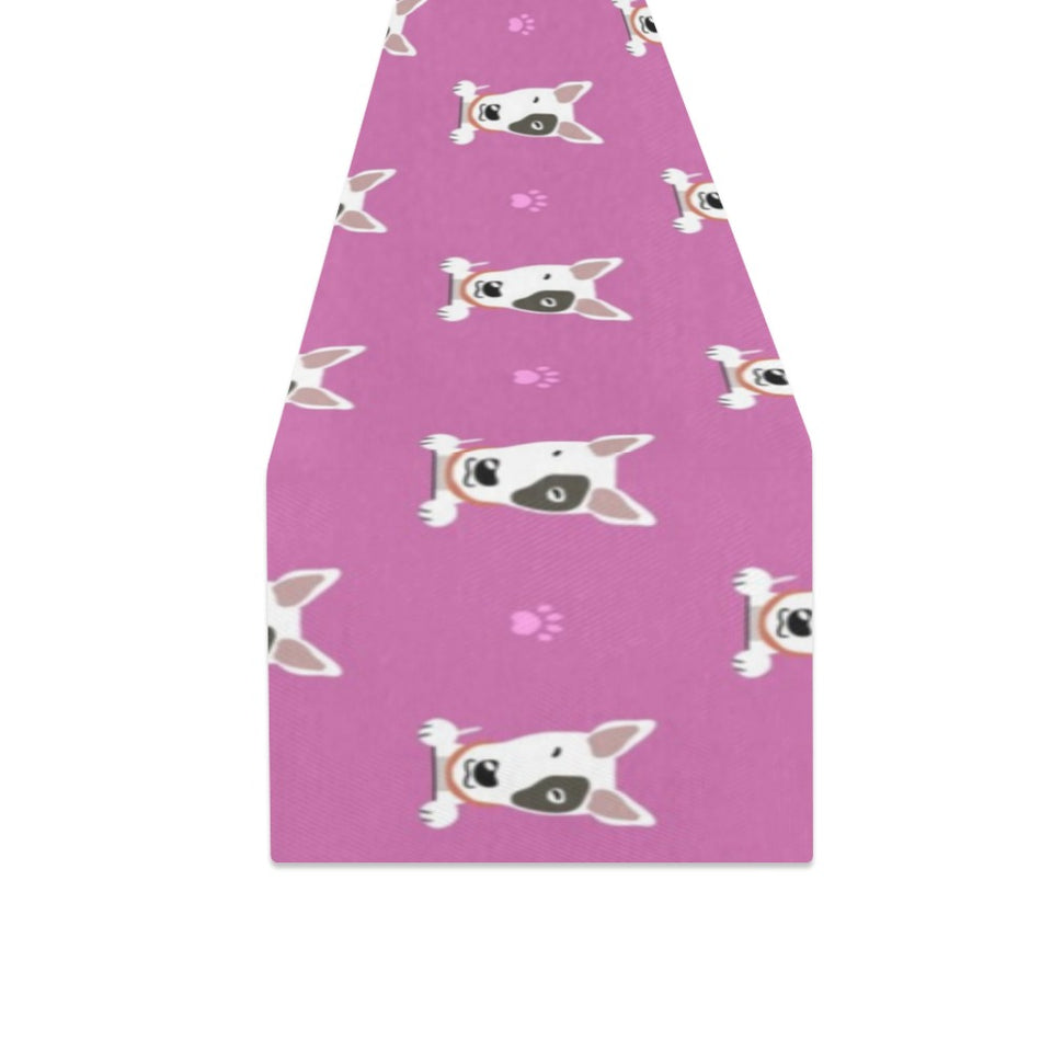 Bull Terrier Pattern Print Design 02 Table Runner