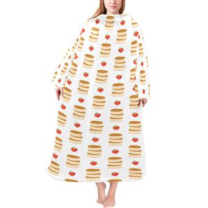 Pancake Pattern Print Design 02 Blanket Robe with Sleeves