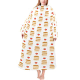 Pancake Pattern Print Design 02 Blanket Robe with Sleeves