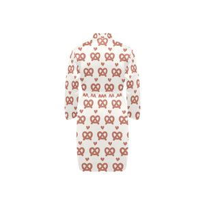 Pretzels Pattern Print Design 01 Men's Long Sleeve Belted Night Robe