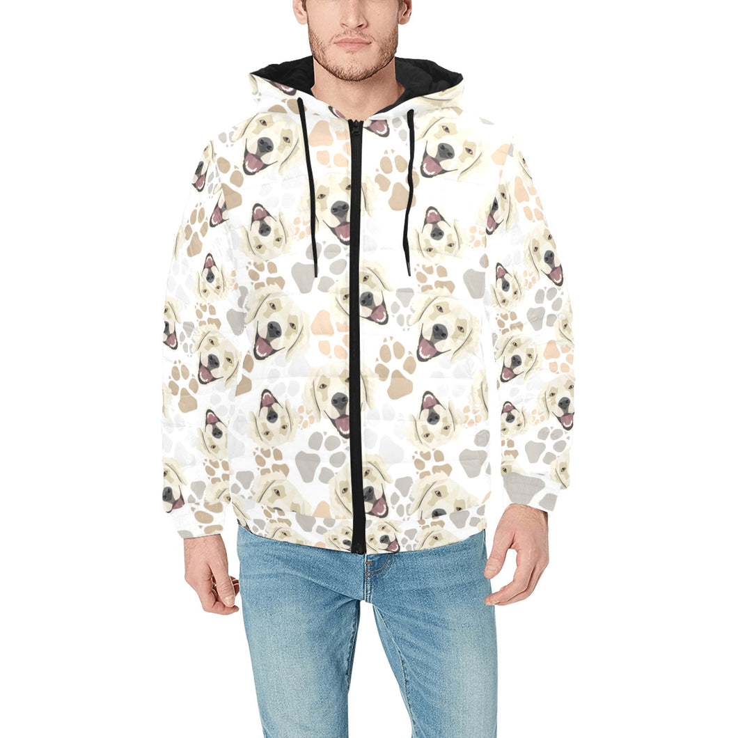 Golden Retriever Pattern Print Design 02 Men's Padded Hooded Jacket(ModelH42)