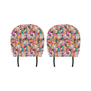 Snowman Colorful Theme Pattern Car Headrest Cover