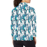 Penguin Pattern Women's Long Sleeve Polo Shirt