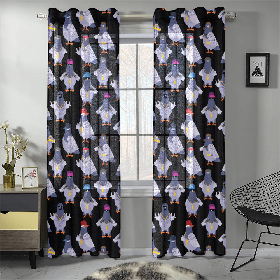 Pigeon Pattern Print Design 04 Gauze Curtain