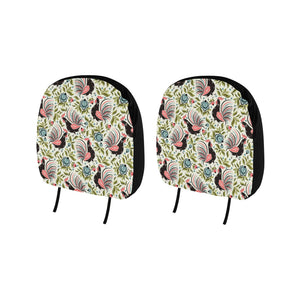 Rooster Chicken Leaves Pattern Car Headrest Cover