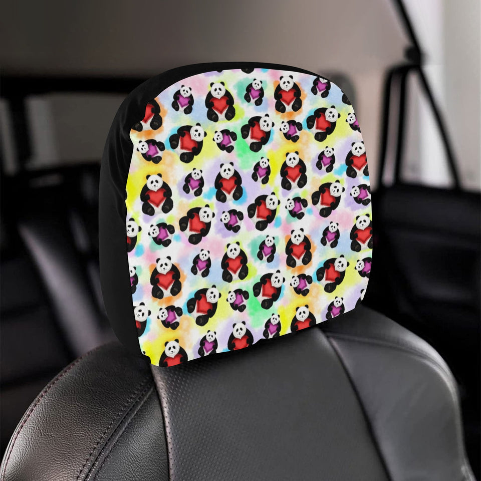 Panda Cute Heart Pattern Car Headrest Cover