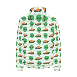 Alien Pattern Print Design 02 Men's Padded Hooded Jacket(ModelH42)