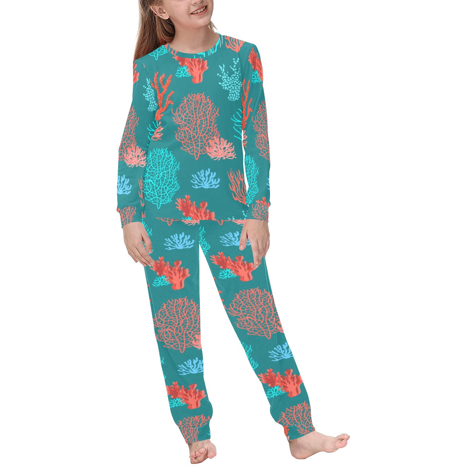 Coral Reef Pattern Print Design 04 Kids' Boys' Girls' All Over Print Pajama Set