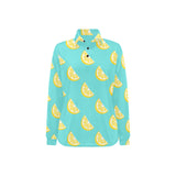 Lemon Theme Pattern Women's Long Sleeve Polo Shirt