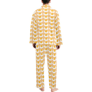 Fried Eggs Pattern Print Design 04 Men's Long Pajama Set