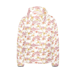 Tea pots Pattern Print Design 01 Kids' Boys' Girls' Padded Hooded Jacket